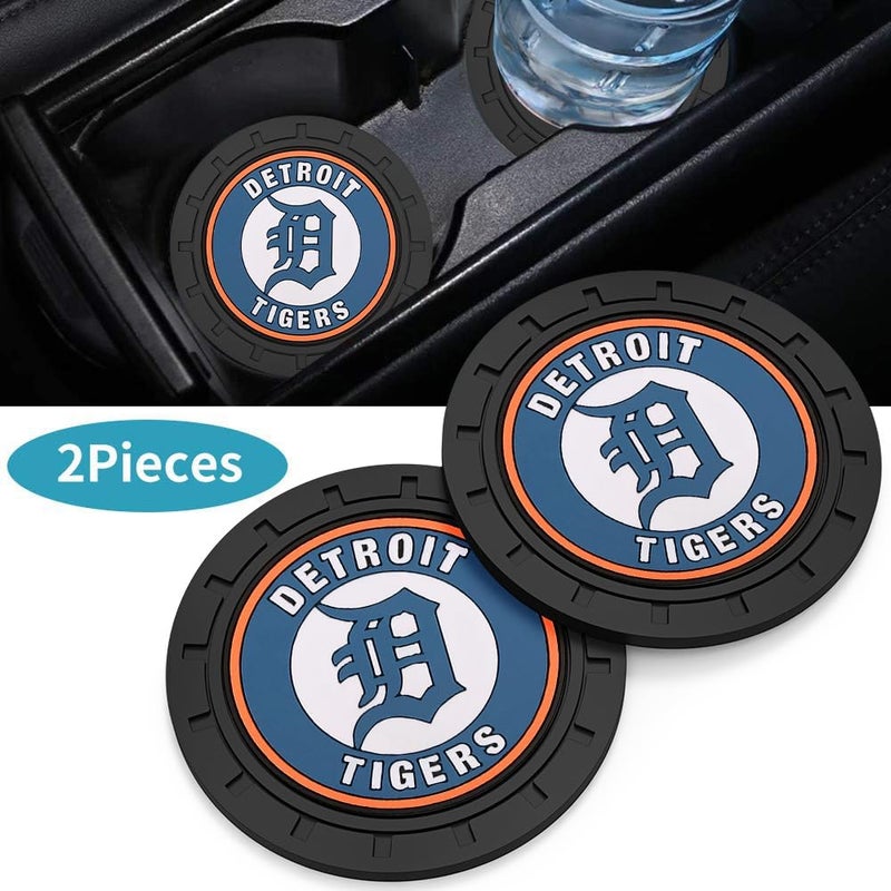 EMIJOY Tigers Car Cup Holder Coasters for Baseball Fans,Detroit Tigers Car Coasters for Vehicle Drink Holder,Baseball Stuffs Detroit Tigers Car Cup Holder Insert,Souvenir/Gifts for Baseball Fans,Car Cup Mat - Image 2